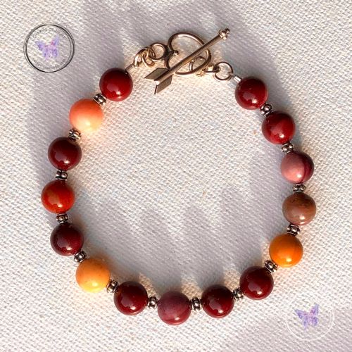 Mookaite Bracelet with Silver Heart Toggle Clasp